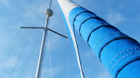 Genoa closing against blue sky after sailing Stock Footage 263221127