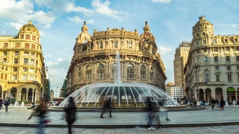 Genoa, De Ferrari square, time lapse at sunset. Stock Footage 154120667