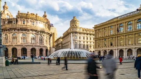 Genoa, De Ferrari square, time lapse at sunset. Stock Footage 170691049