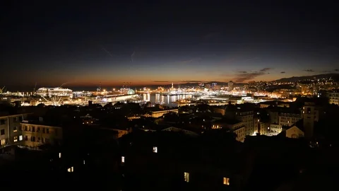 Genoa departure ship at sunset Stock-Footage 101996461
