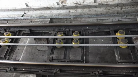 Genoa Funicular, Traction cables starting and stopping at Righi station Stock Footage 289625122