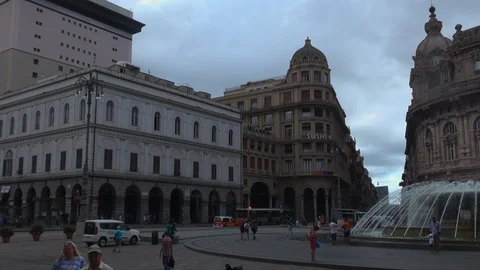 Genoa, Italy: View Of De Ferrari Square In Genoa, slow motion Stock Footage 117772031