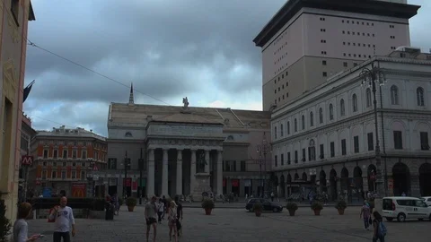 Genoa, Italy: View Of De Ferrari Square In Genoa, slow motion Stock Footage 117772042