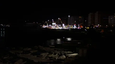 Genoa luna park at night Stock Footage 101438659