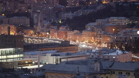 Genoa overhead road in the evening Stock-Footage 103308045