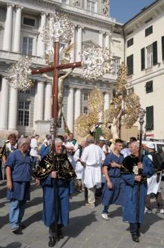 Genoa, procession of St. John the Baptist Stock Photos