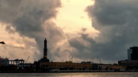 Genoa skyline at sunset Video stock 131773569