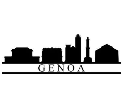 Genoa skyline on white background Stock Illustration