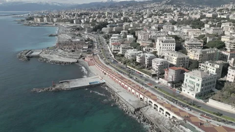 Genoa with snowy mountains 🏔️ Stock Footage 301791399