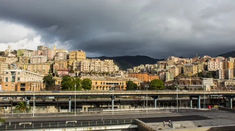 Genoa Traffic Time Lapse and City Stock Footage 38339098