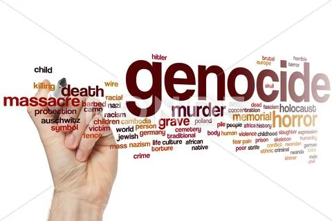 Genocide word cloud Stock Photos
