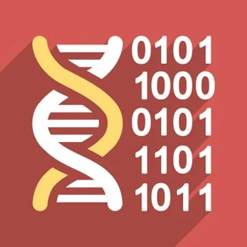 Genome Code Flat Long Shadow Square Icon Stock Illustration