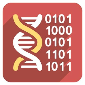 Genome Code Flat Rounded Square Icon with Long Shadow イラスト素材