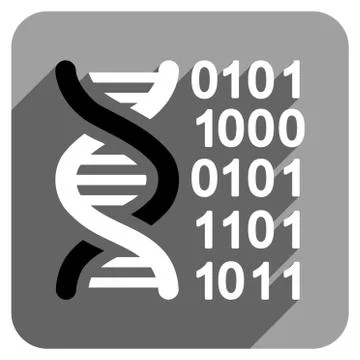 Genome Code Flat Square Icon with Long Shadow Stock Illustration