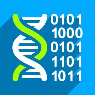 Genome Code Flat Square Icon with Long Shadow Illustrazione stock