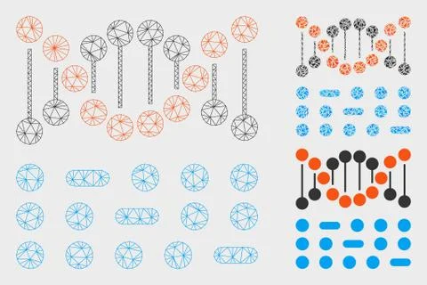 Genome Code Vector Mesh Carcass Model and Triangle Mosaic Icon イラスト素材