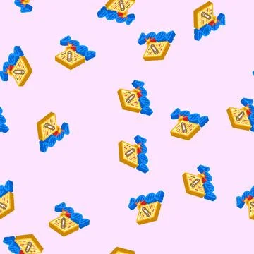 Genome editing genetic engineering isometric icon seamless pattern 스톡 일러스트