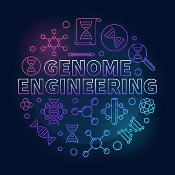 Genome Engineering vector circular colored line illustration Illustrazione stock