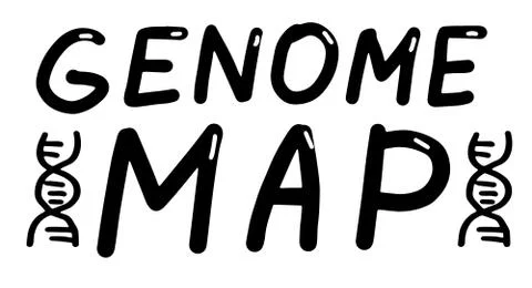 Genome map, Genetic testing, diagnostic. Lettering calligraphy illustration.  Stock Illustration