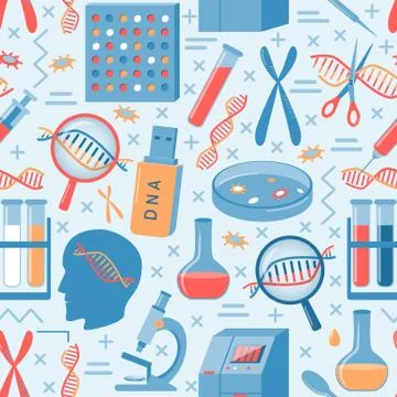 Genome research seamless pattern in flat style Stock Illustration
