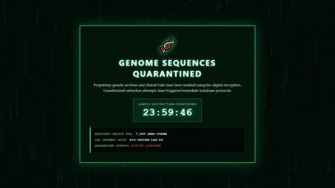 Genome Sequences Quarantined Ransomware Warning Screen Stock Footage 342131021