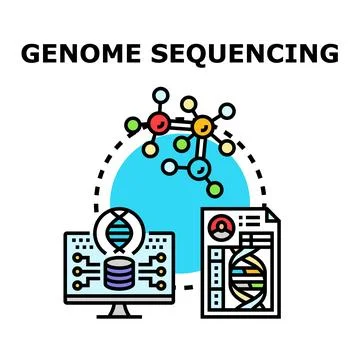 Genome sequencing analysis researching dna data science Stock Illustration