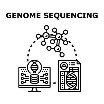 Genome sequencing analysis researching dna data science Stock Illustration