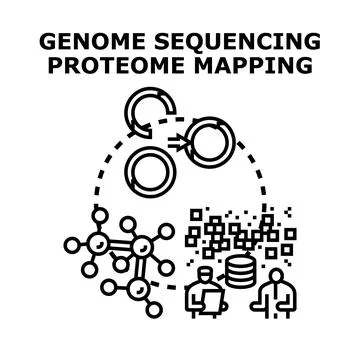 Genome sequencing and proteome mapping process Stock Illustration
