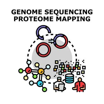 Genome sequencing and proteome mapping process Stock Illustration