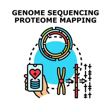 Genome sequencing proteome mapping genetic research Stock Illustration