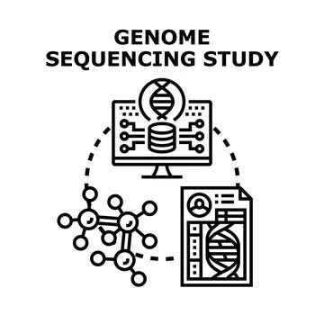 Genome sequencing study concept vector icon Stock Illustration