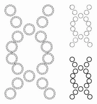 Genome Vector Mesh Wire Frame Model and Triangle Mosaic Icon 스톡 일러스트