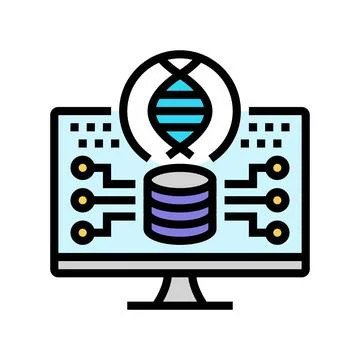 Genomic data analysis cryptogenetics color icon vector illustration イラスト素材