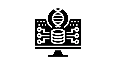 Genomic data analysis cryptogenetics glyph icon animation Stock Footage 326150881