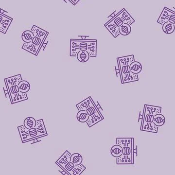 Genomic data analysis cryptogenetics line seamless pattern Stock Illustration