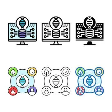 Genomic data analysis range cryptogenetics color icon vector Stockillustratie