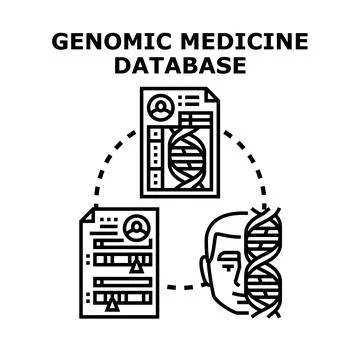 Genomic medicine database analyzing genetic information Stock Illustration