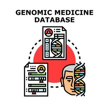 Genomic medicine database analyzing genetic information Stock Illustration