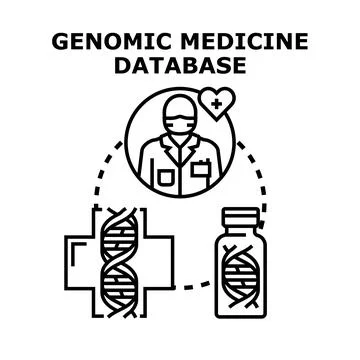 Genomic medicine database and dna research concept Stock Illustration