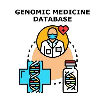 Genomic medicine database and dna research concept Stock Illustration