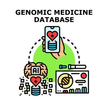 Genomic medicine database concept connecting health data Stockillustratie