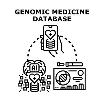Genomic medicine database concept connecting health data Stock Illustration