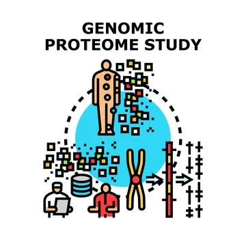 Genomic proteome study analyzing human biological data Stock Illustration