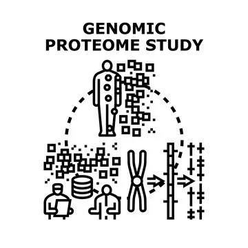 Genomic proteome study analyzing human biological data Stock Illustration
