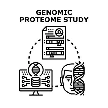 Genomic proteome study with data analysis process Stockillustratie