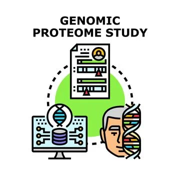 Genomic proteome study with data analysis process Stock Illustration