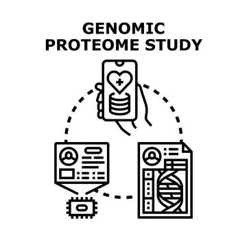 Genomic proteome study using digital data applications Stock Illustration