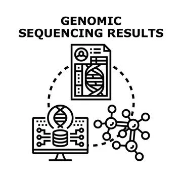 Genomic sequencing results analyzing dna molecule data Illustrazione stock