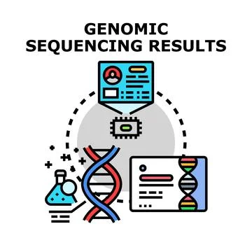 Genomic sequencing results analyzing dna genetic medicine Stock Illustration