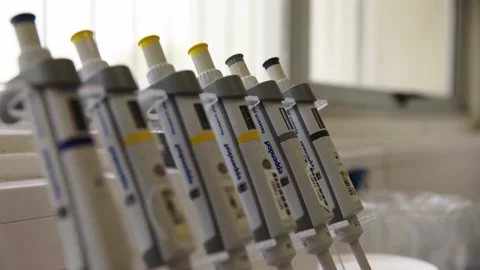 Genomics Lab -  modern pipettes Stock Footage 272155846